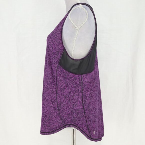 Lululemon Tank Top Womens Medium Purple Black Print Mesh Back Yoga Exercise - Picture 11 of 12